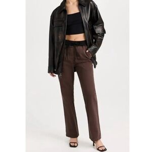 3.1 Phillip Lim Denim Pull On Combo High Rise Straight Leg Brown Pants, Medium